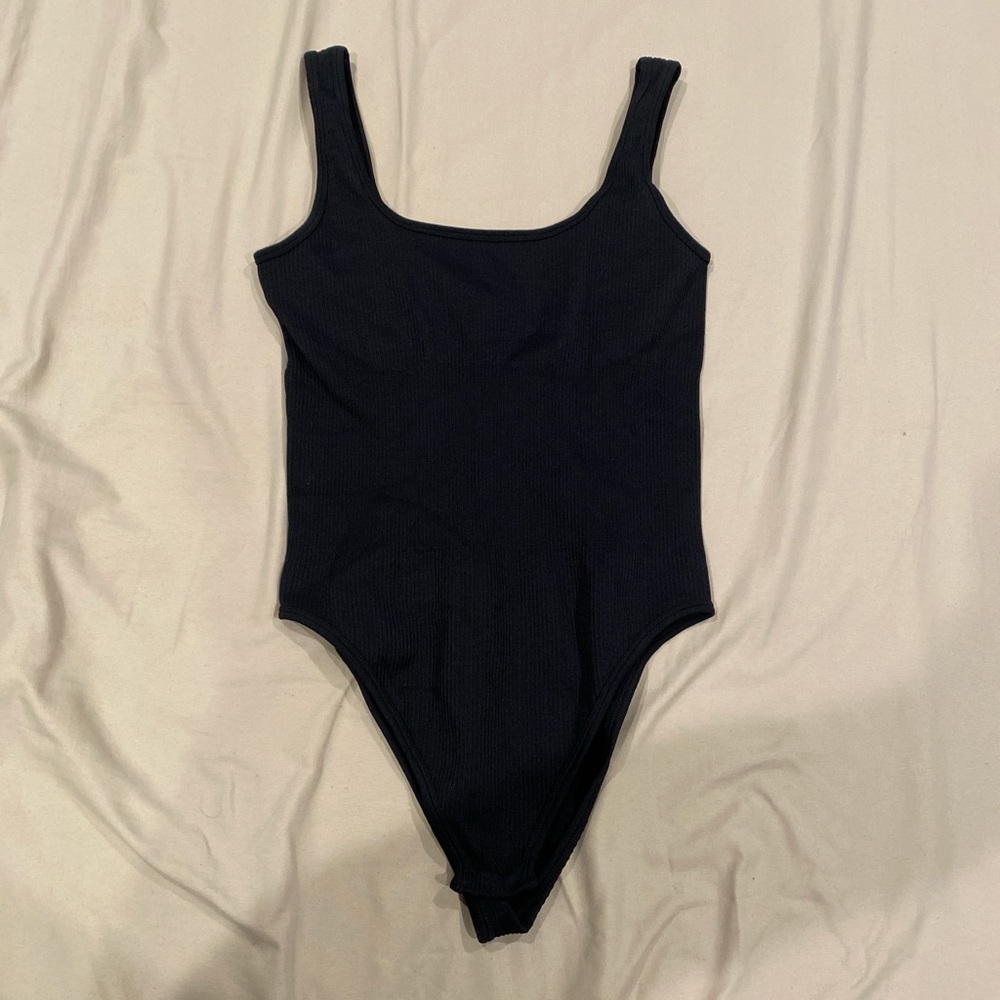 Black Ribbed Bodysuit